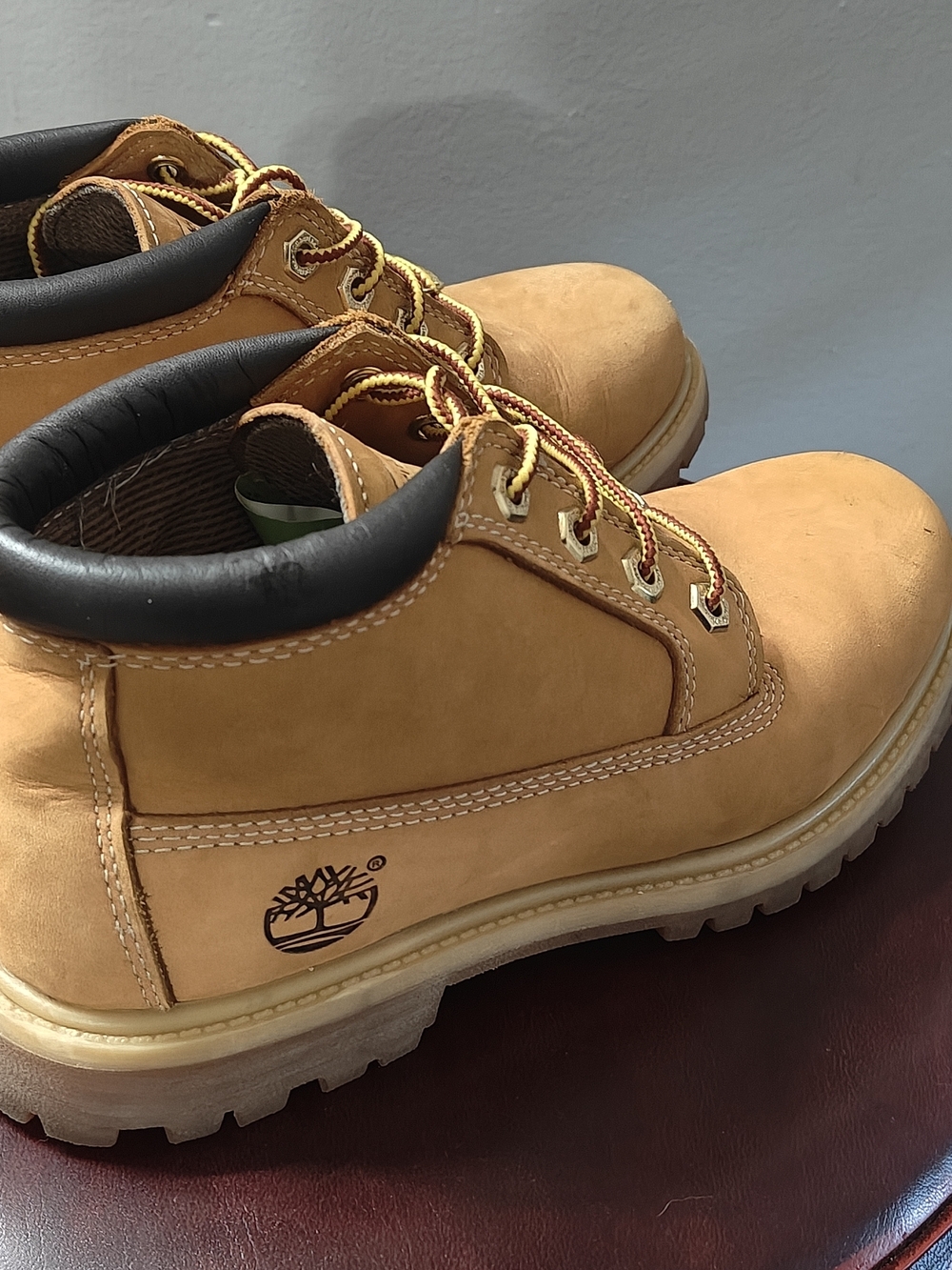 Timberland Wheat Nubuck Work Boots with Black Collar